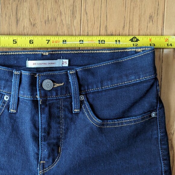 Levi's Women Straight Slim Jeans 25 Low Rise Indigo Dark Blue Petite 0 - Picture 5 of 11